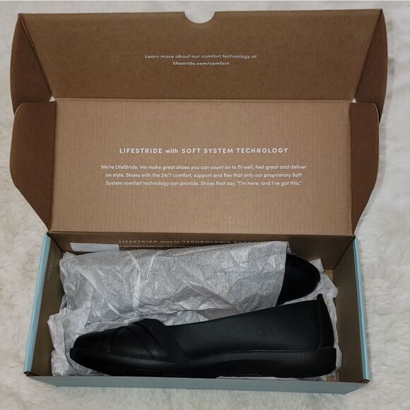 NIB LifeStride Northern Black Slip-on Flat Shoes w Active Arch Tech Size 9.5 - Picture 13 of 14